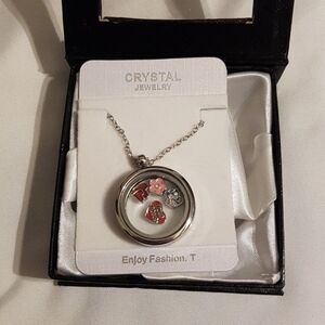 Women's Crystal Jewelry Round charm pendant necklace